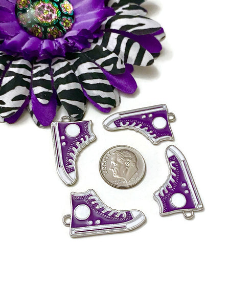 Purple Awareness Walk Tennis Shoe Sneaker Pendant Charms - Alzheimer's Pancreatic Cancer Fibromyalgia Lupus Epilepsy Dementia Support