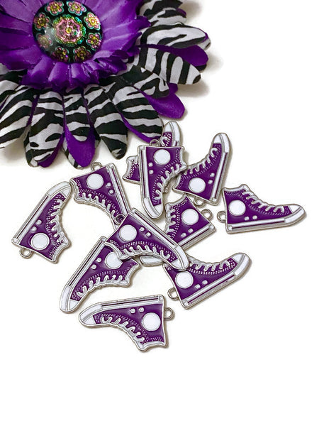 Purple Awareness Walk Tennis Shoe Sneaker Pendant Charms - Alzheimer's Pancreatic Cancer Fibromyalgia Lupus Epilepsy Dementia Support