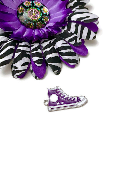 Purple Awareness Walk Tennis Shoe Sneaker Pendant Charms - Alzheimer's Pancreatic Cancer Fibromyalgia Lupus Epilepsy Dementia Support