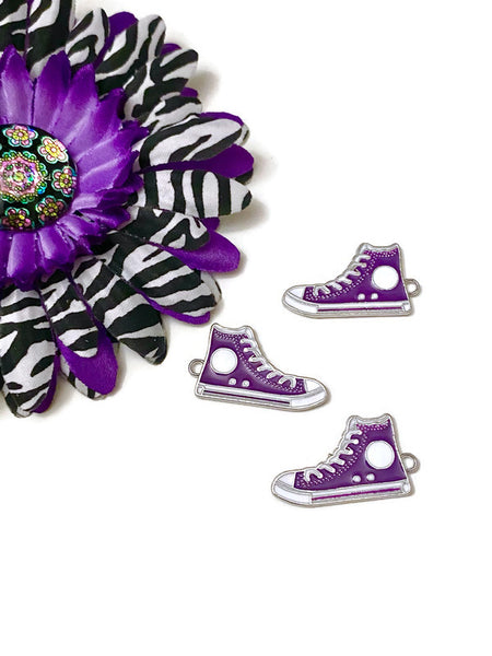 Purple Awareness Walk Tennis Shoe Sneaker Pendant Charms - Alzheimer's Pancreatic Cancer Fibromyalgia Lupus Epilepsy Dementia Support