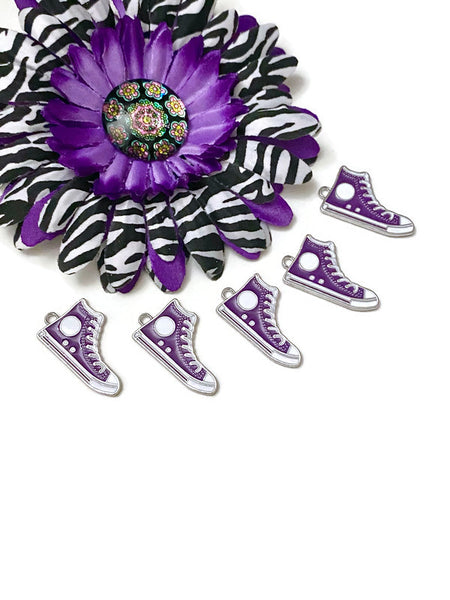 Purple Awareness Walk Tennis Shoe Sneaker Pendant Charms - Alzheimer's Pancreatic Cancer Fibromyalgia Lupus Epilepsy Dementia Support