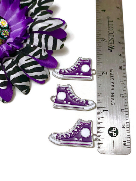 Purple Awareness Walk Tennis Shoe Sneaker Pendant Charms - Alzheimer's Pancreatic Cancer Fibromyalgia Lupus Epilepsy Dementia Support