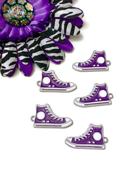 Purple Awareness Walk Tennis Shoe Sneaker Pendant Charms - Alzheimer's Pancreatic Cancer Fibromyalgia Lupus Epilepsy Dementia Support