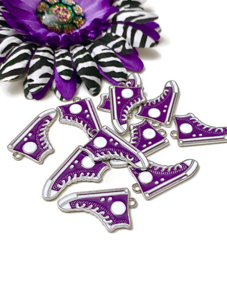 Purple Awareness Walk Tennis Shoe Sneaker Pendant Charms - Alzheimer's Pancreatic Cancer Fibromyalgia Lupus Epilepsy Dementia Support