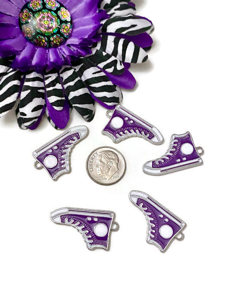 Purple Awareness Walk Tennis Shoe Sneaker Pendant Charms - Alzheimer's Pancreatic Cancer Fibromyalgia Lupus Epilepsy Dementia Support