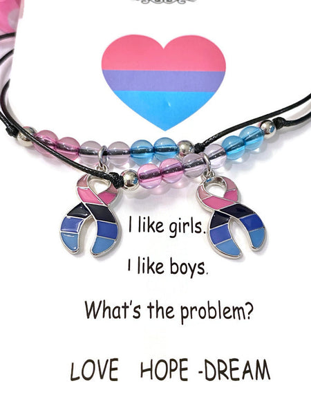 2Pc Omnisexual LGBTQIA+ Couples Bracelet Set - Pride Hope Support Transsexual Omnisexual Non-Binary Love Always Wins Jewelry Gift Set