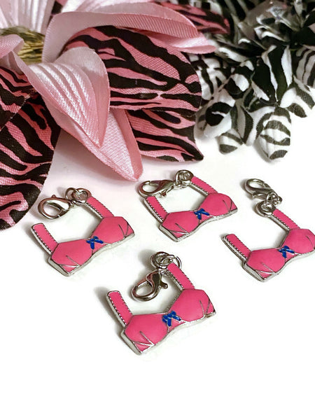 Pink Save The TaTas Bra Bikini Top Enamel Awareness Pendant Charms - Hope Breast Cancer Jewelry Survivor Fighter Strength Cure Support Charm