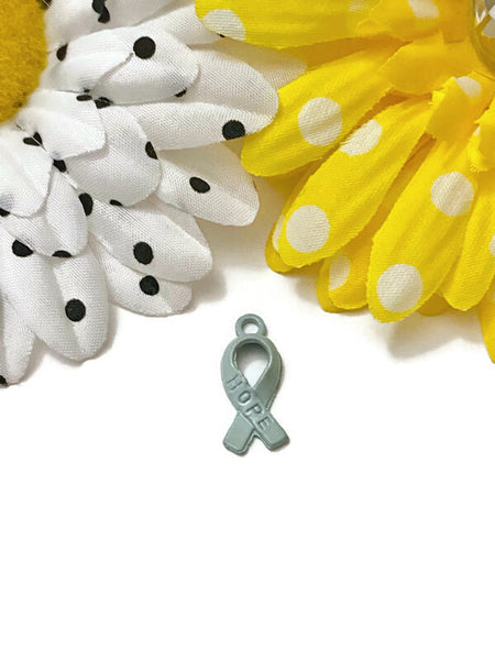 10Pcs Small Seafoam Green Hope Awareness Ribbon Charm - Hope Cancer Cure Support Awareness Illness Recovery Survivor Fight DIY Charm Jewelry