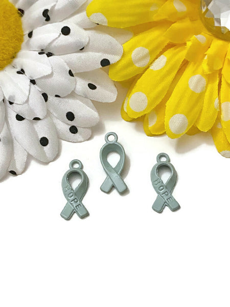 10Pcs Small Seafoam Green Hope Awareness Ribbon Charm - Hope Cancer Cure Support Awareness Illness Recovery Survivor Fight DIY Charm Jewelry