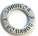 Survivor Affirmation Ring Awareness Ribbon Pendant Charms - Hope Support Survivor Cure Inspirational Jewelry Cancer Awareness Connector Ring