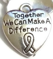 10 Pcs Together We Can Make A Difference Awareness Ribbon Pendant Charms - Cancer Hope Cure Support Survivor Inspirational DIY Jewelry