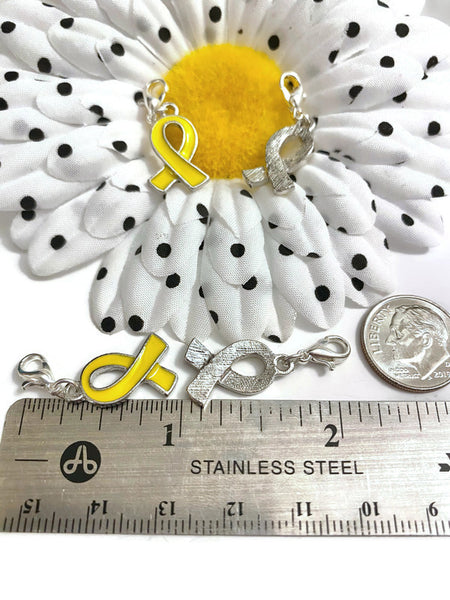 Yellow Enamel Awareness Ribbon Charm- Childhood Cancer Support Our Troops Suicide Prevention Missing Children Service Animals Hope Support