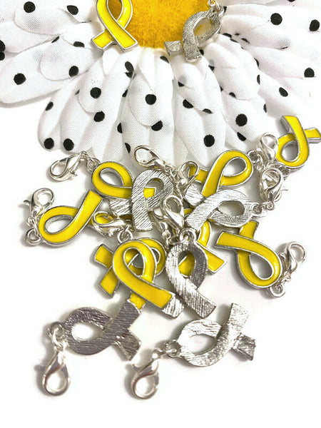 Yellow Enamel Awareness Ribbon Charm- Childhood Cancer Support Our Troops Suicide Prevention Missing Children Service Animals Hope Support