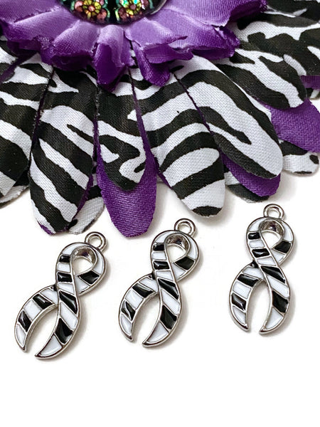 Zebra Pattern Awareness Ribbon - Rare Diseases, Carcinoid & Neuroendocrine Cancers, Vaccine Awareness, Ehlers-Danlos, Hope, Cure, Survivor