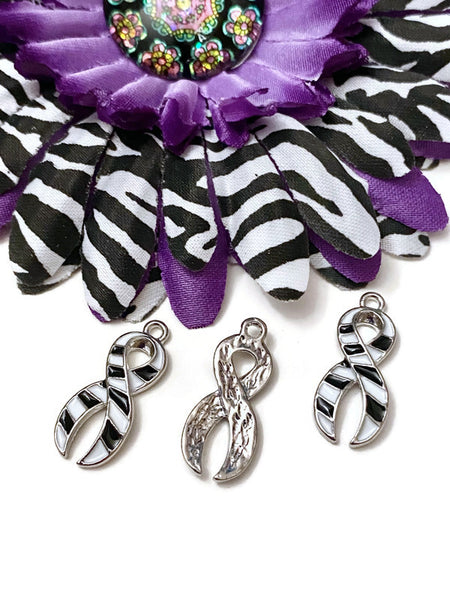 Zebra Pattern Awareness Ribbon - Rare Diseases, Carcinoid & Neuroendocrine Cancers, Vaccine Awareness, Ehlers-Danlos, Hope, Cure, Survivor