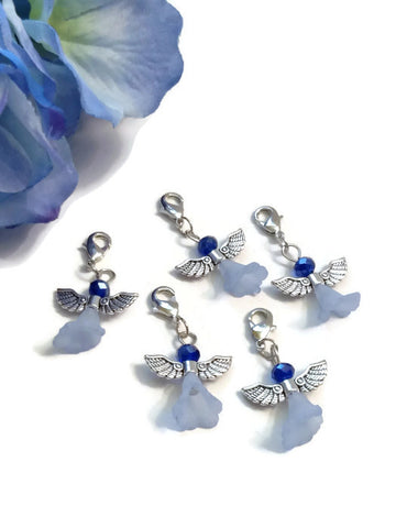 5Pc Blue Angel Awareness Pendant Charms - Prostate Cancer Men’s Health Pro Choice Thyroid Disease Spay/Neuter Pets Hope Religious Alopecia