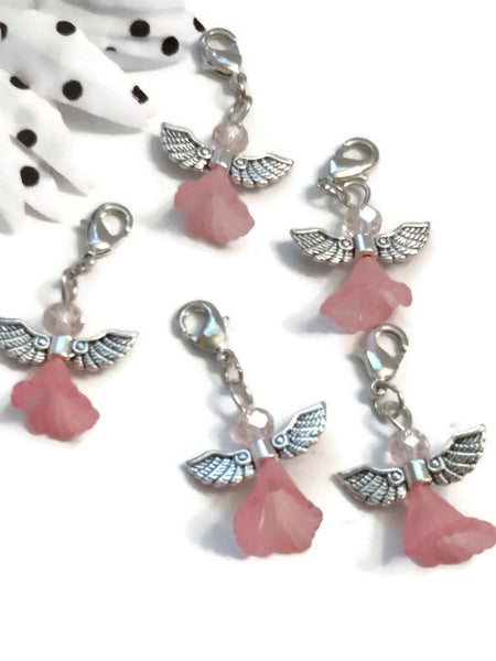 5 Pcs Pink Angel Charms - Hope Awareness Ribbon Pendant Charms Breast Cancer Jewelry Support Fight Survivor Hope Angel Faith