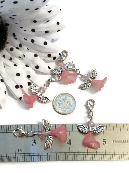 5 Pcs Pink Angel Charms - Hope Awareness Ribbon Pendant Charms Breast Cancer Jewelry Support Fight Survivor Hope Angel Faith