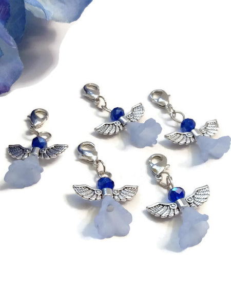 5Pc Blue Angel Awareness Pendant Charms - Prostate Cancer Men’s Health Pro Choice Thyroid Disease Spay/Neuter Pets Hope Religious Alopecia