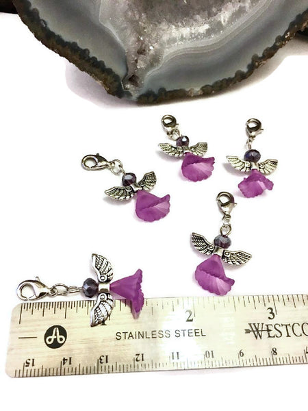 5Pc Purple Angel Charms - Alzheimer's Dementia Lupus Epilepsy Pancreatic Cancer Fibromyalgia Hodgkin's Lymphoma Depression Hope Cure Survivor