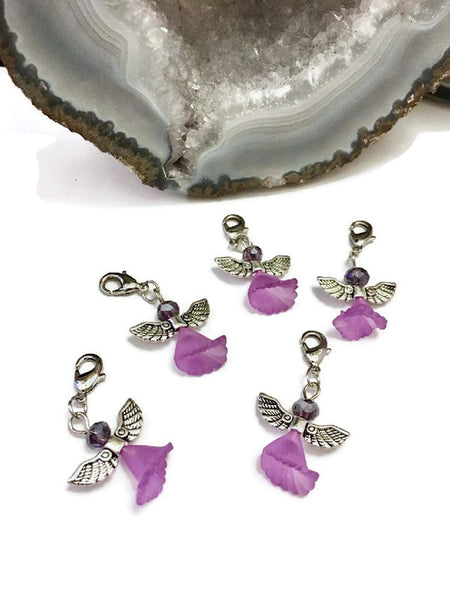 5Pc Purple Angel Charms - Alzheimer's Dementia Lupus Epilepsy Pancreatic Cancer Fibromyalgia Hodgkin's Lymphoma Depression Hope Cure Survivor