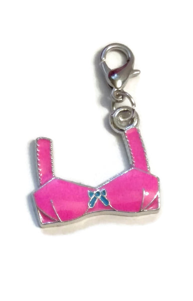 Pink Save The TaTas Bra Bikini Top Enamel Awareness Pendant Charms - Hope Breast Cancer Jewelry Survivor Fighter Strength Cure Support Charm