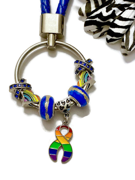 1 Pc LGBTQ Deep Blue Keyring Awareness Pride Support- LGBTQ Awareness Pride Support Jewelry Gifts Keychain Charm Keyring