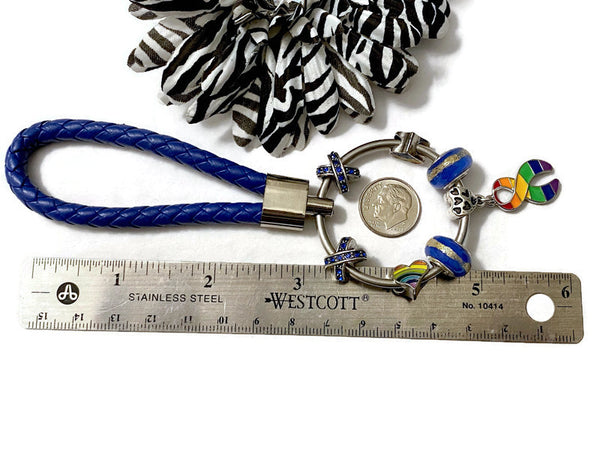 1 Pc LGBTQ Deep Blue Keyring Awareness Pride Support- LGBTQ Awareness Pride Support Jewelry Gifts Keychain Charm Keyring