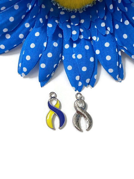 Blue & Yellow Enamel Awareness Pendant Charms - Down Syndrome Designated Driver Hope Support Faith Cure Support Awareness Charm Jewelry