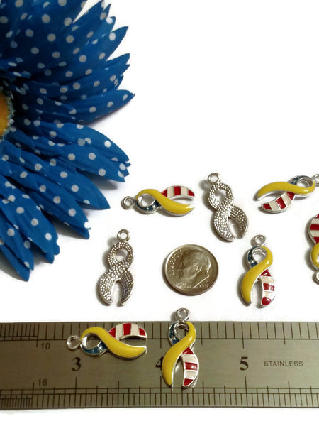 US Flag Awareness Pendant Charms - Military Soldier Support Our Troops Army Navy Air Force Marines Coast Guard Patriotic 4th of July America