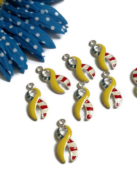 US Flag Awareness Pendant Charms - Military Soldier Support Our Troops Army Navy Air Force Marines Coast Guard Patriotic 4th of July America