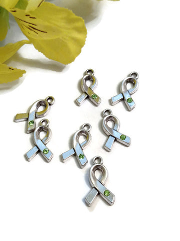 Green Crystal Awareness Ribbon Charms  - 5 Pc