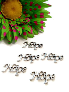 10 Pcs Hope Text Pendant Charms - Awareness Inspirational Word Jewelry Cancer Illness Survivor Hope Cure Fight Support Believe Keep Going