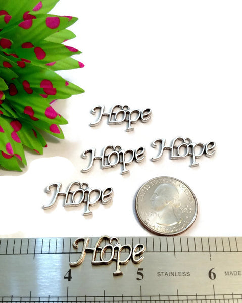 10 Pcs Hope Text Pendant Charms - Awareness Inspirational Word Jewelry Cancer Illness Survivor Hope Cure Fight Support Believe Keep Going