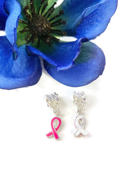 5 Pcs Hot Pink Awareness Dangle Ribbon Small - Breast Cancer Nursing Mothers Breast Reconstructive Awareness