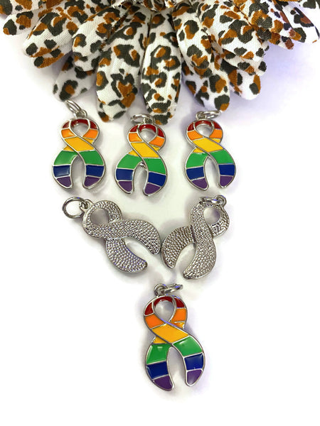 Rainbow Awareness Pendant Charms - Gay Pride Same Sex Marriage LGBTQ Support Acceptance Transgender Non-Binary Queer Love is Love Rainbow