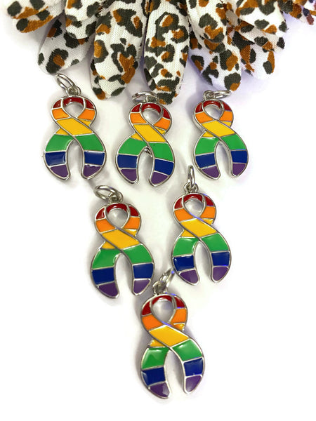 Rainbow Awareness Pendant Charms - Gay Pride Same Sex Marriage LGBTQ Support Acceptance Transgender Non-Binary Queer Love is Love Rainbow