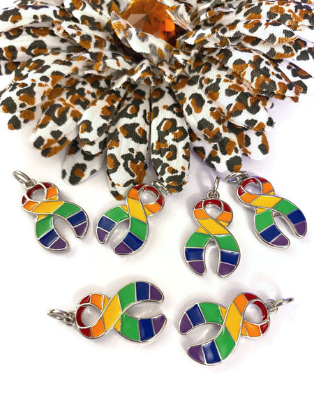 Rainbow Awareness Pendant Charms - Gay Pride Same Sex Marriage LGBTQ Support Acceptance Transgender Non-Binary Queer Love is Love Rainbow