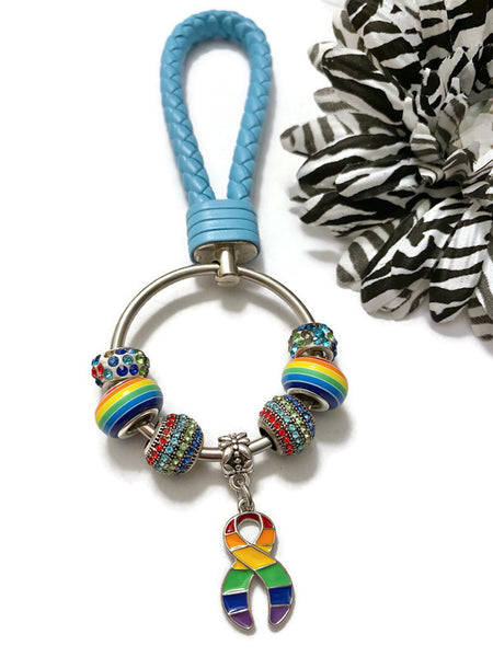 1 Pc LGBTQ Baby Blue Keyring Awareness Pride Support- LGBTQ Awareness Pride Support Jewelry Gifts Keychain Charm Keyring