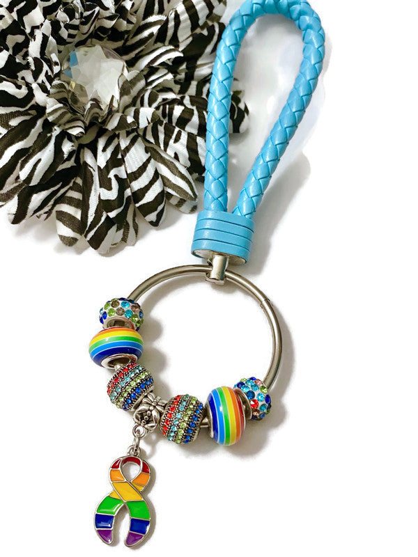 1 Pc LGBTQ Baby Blue Keyring Awareness Pride Support- LGBTQ Awareness Pride Support Jewelry Gifts Keychain Charm Keyring