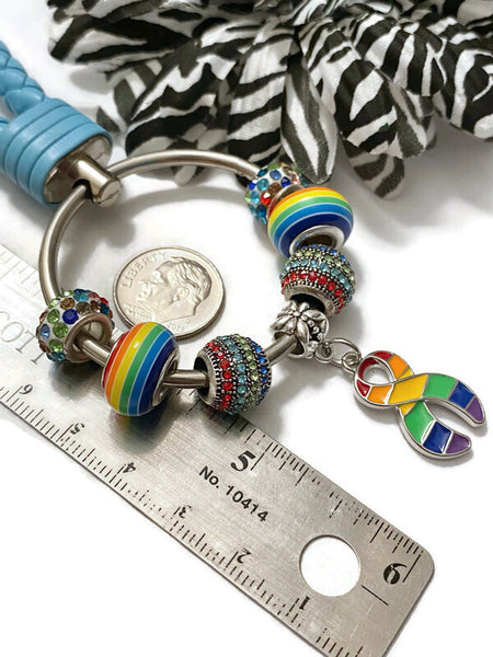 1 Pc LGBTQ Baby Blue Keyring Awareness Pride Support- LGBTQ Awareness Pride Support Jewelry Gifts Keychain Charm Keyring