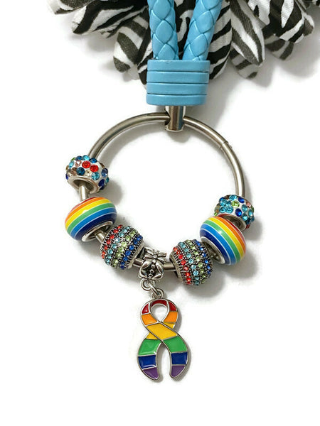 1 Pc LGBTQ Baby Blue Keyring Awareness Pride Support- LGBTQ Awareness Pride Support Jewelry Gifts Keychain Charm Keyring