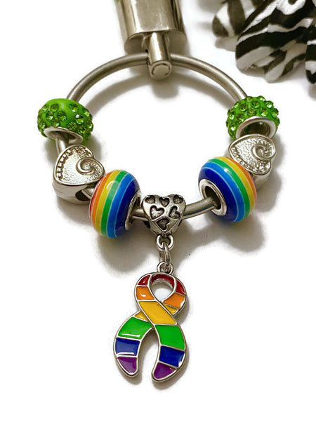 1 Pc LGBTQ Lime Green Keyring Awareness Pride Support- LGBTQ Awareness Pride Support Jewelry Gifts Keychain Charm Keyring