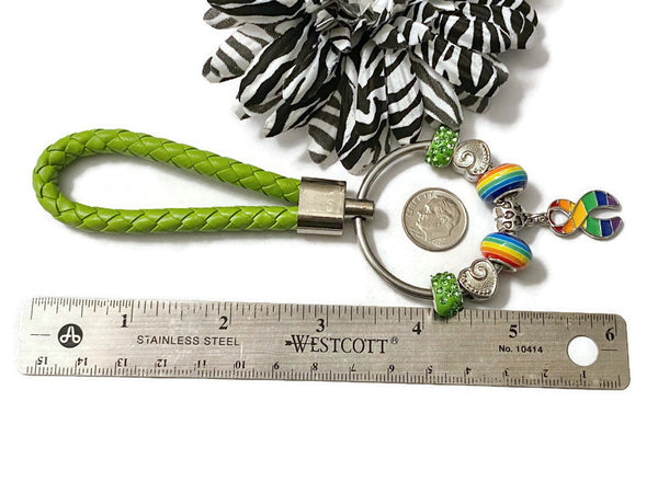 1 Pc LGBTQ Lime Green Keyring Awareness Pride Support- LGBTQ Awareness Pride Support Jewelry Gifts Keychain Charm Keyring