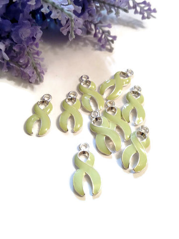 Light Mint Green Awareness Pendant Charms - Celiac Disease Genetic Disorder Cancer Jewelry Lymphoma Fibrosis