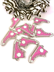 10 Pc Pink Awareness Walk Tennis Shoe Charms - Breast Cancer Support Survivor Awareness Save the Tatas Cure Support Survivor Hope Charms