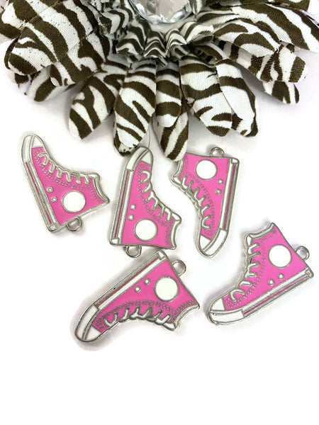 10 Pc Pink Awareness Walk Tennis Shoe Charms - Breast Cancer Support Survivor Awareness Save the Tatas Cure Support Survivor Hope Charms