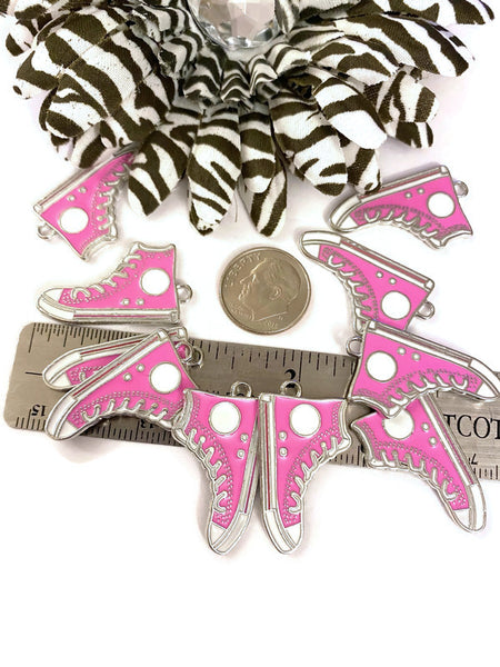 10 Pc Pink Awareness Walk Tennis Shoe Charms - Breast Cancer Support Survivor Awareness Save the Tatas Cure Support Survivor Hope Charms