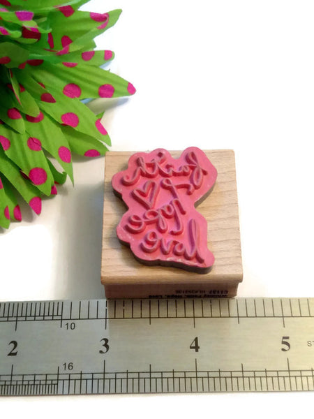 Faith Hope Love Wood Block Rubber Stamp