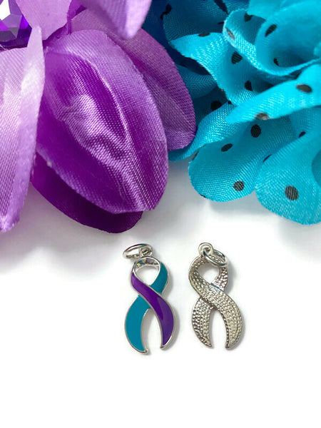 Suicide Awareness Charm Ribbon- Suicide Prevention Loss Hope Support Awareness Jewelry